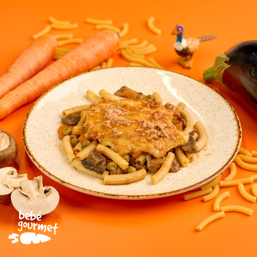 Macarrão com Legumes e Cogumelos Gratinados  (12+)