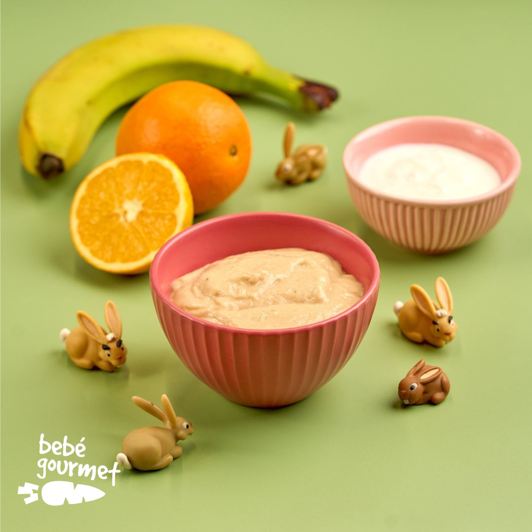 Puré de Banana, Iogurte e Bolacha (12+)