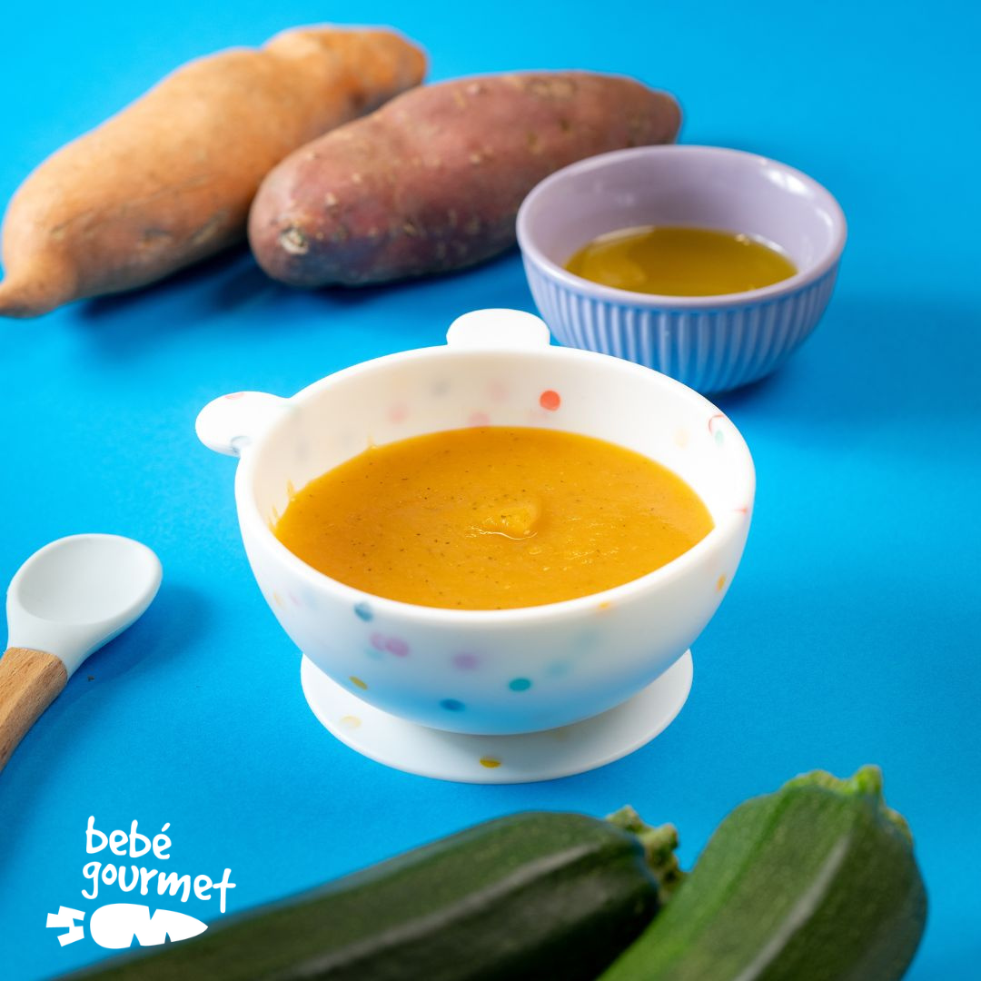 Sopa de Curgete e Batata-doce com Frango (6+)